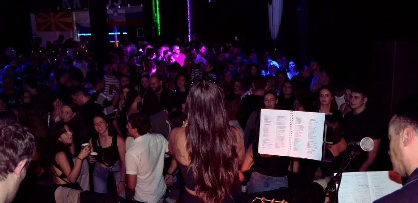 Students socialising and having fun at an event