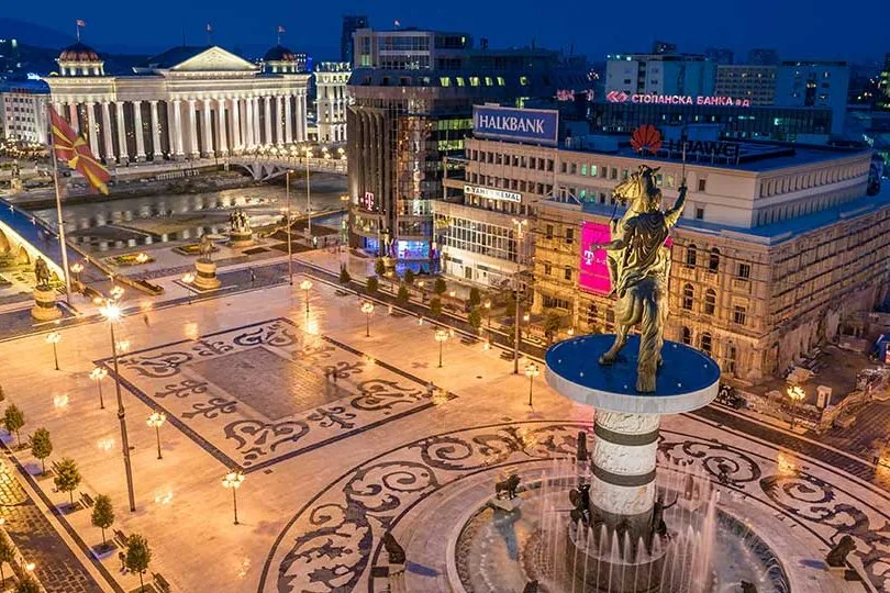 Macedonia Square in central Skopje